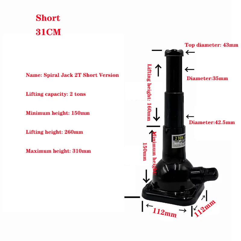 NEW High Quality Screw Jack Double Section 2 Tons Vertical Hand Jack Vehicle Maintenance Mechanical Top Mine Professional Top
