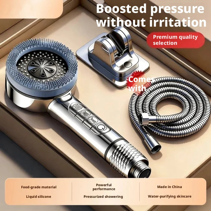 4Modes Pressure Boost Shower Head Multifunction Adjustable Large Water Shower Nozzle Massage Bathroom Accessory