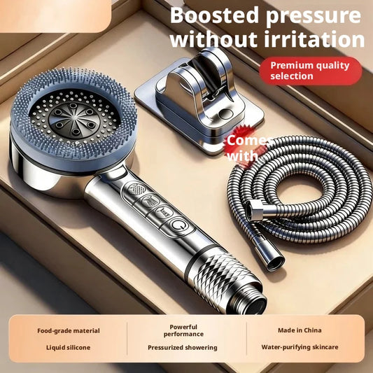 4Modes Pressure Boost Shower Head Multifunction Adjustable Large Water Shower Nozzle Massage Bathroom Accessory