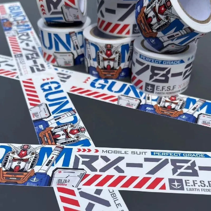 Residue-Free Gundam RX78 Waterproof Sticker & Decorative Tape for Desktops, Figurine Shelves, Bicycles, and Aquariums