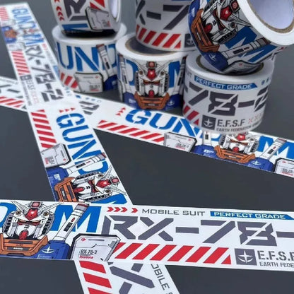Residue-Free Gundam RX78 Waterproof Sticker & Decorative Tape for Desktops, Figurine Shelves, Bicycles, and Aquariums