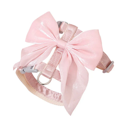 1Pcs 120cm Cat Harness Leash Set with Big Bow  Cute Pet Vest Chest Walking Outdoor Small Dog Kitten Breathable Soft Safety Strap
