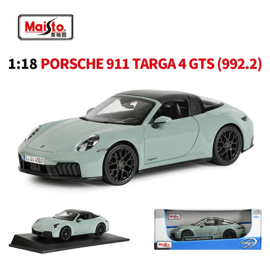 Maisto 1:18 2022 Porsche 911 Targa 4 GTS（992.2） Sports Car Orange Static Die Cast Vehicles Collectible Model Car Toys