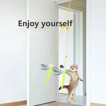 Cat Hanging Toy Independent Cat Teasing Elastic Rope Hanging Door Cat Teasing Stick Feather Teasing Cat Pet Teasing Cat Stick