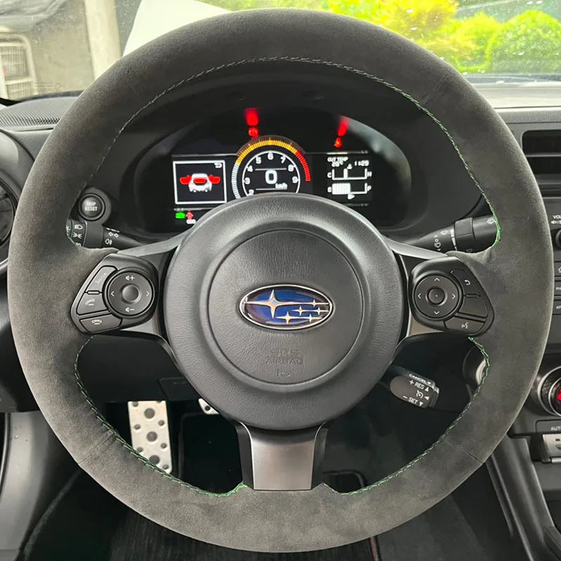 100% Fit For Subaru BRZ Toyota GR86 2017-2023 Auto Parts DIY Hand-stitched Black Suede Wear-Resisting Car Steering Wheel Cover