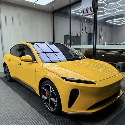 Premium Gloss Bright Yellow Vinyl Wrap Roll Self Adhesive Vehicle Car Decal Wrapping