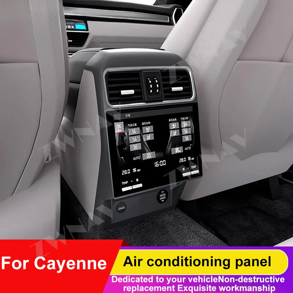 9.5inch Screen Car Rear Seat Screen Air Conditioner Control Panel For Porsche Cayenne 2018 2019 2020 2021-2024 Multimedia Player