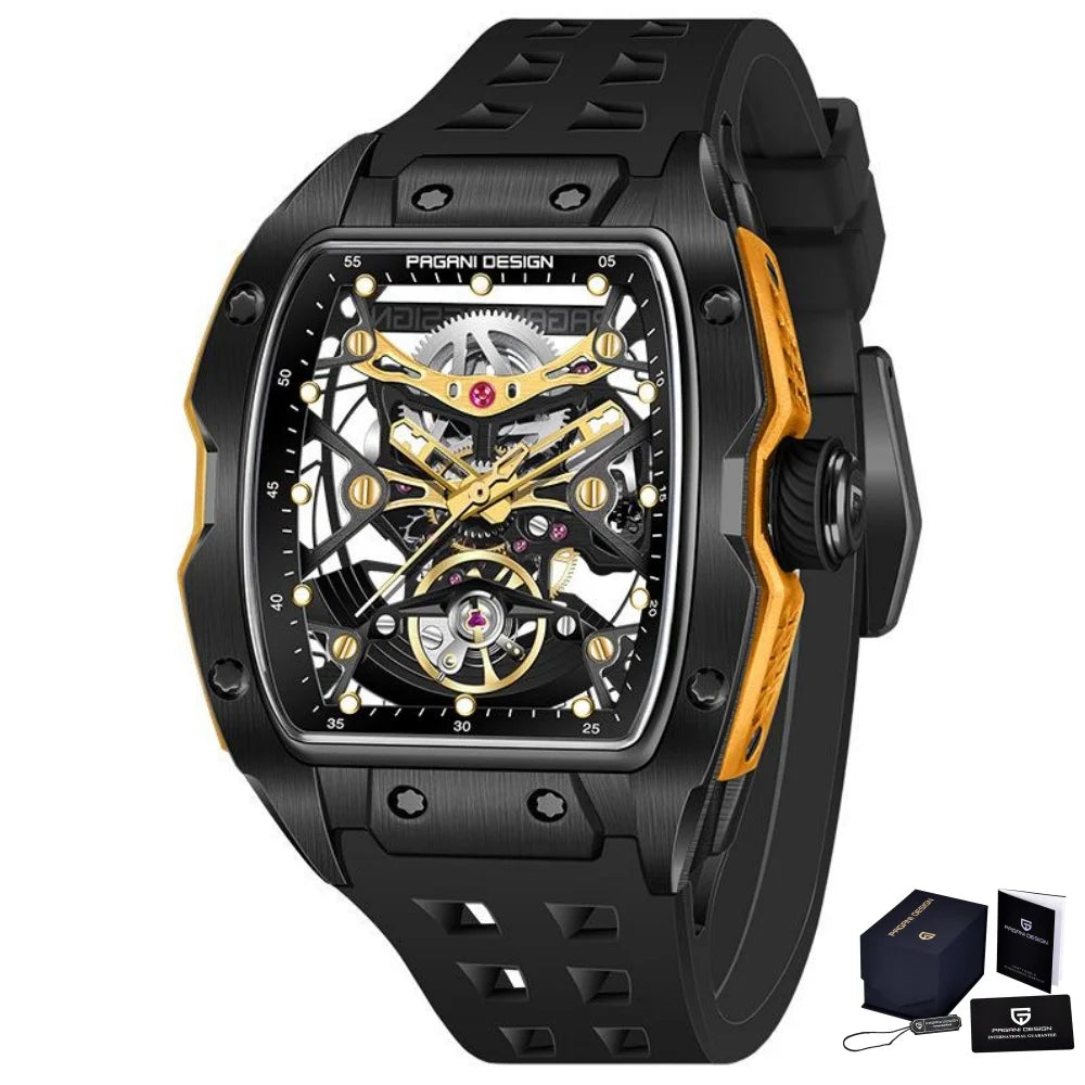 PAGANI DESIGN 42MM Hollow Skeleton Men Mechanical Watches Luxury Sapphire Glass Automatic Watch 50M Waterproof Watch For Men