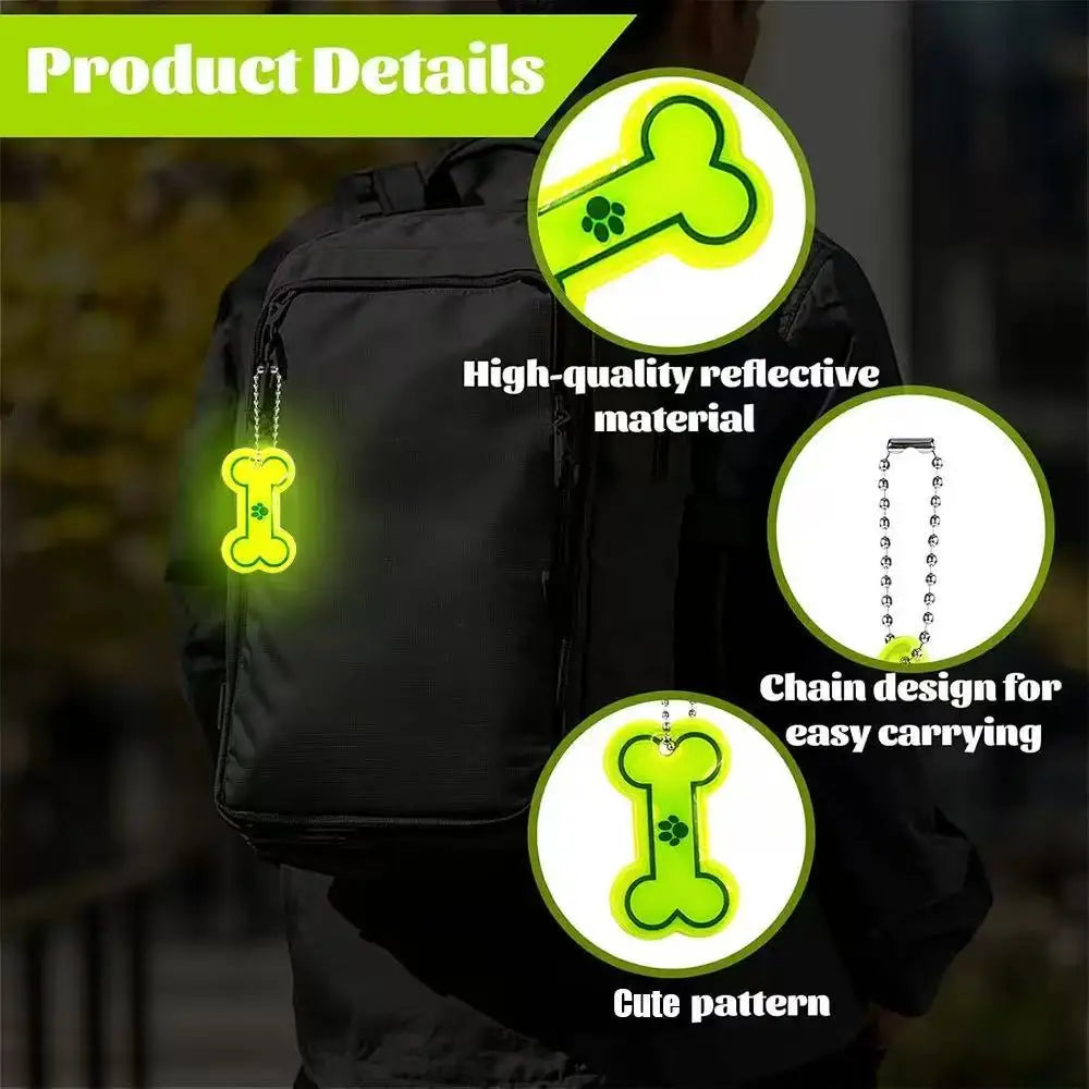 Fluorescent Green Night Reflective Pendant Cute Cat Paw Shaped Keychain Pendant Small Gift