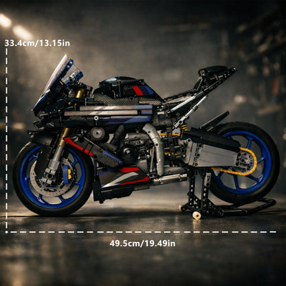 MOC Cool Superbike Model Kit 1909PCS Black Red Blue Edition 5 Scale Racing Motorcycle Building Blocks for Adults Holiday Gifts