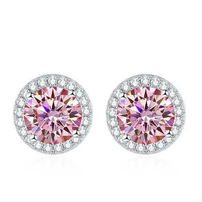 Tezzc Moissanite Stud Earrings for Women 925 Sterling Silver Green Blue Pink Red Black Blue Sparkling Moissanite Studs Earring