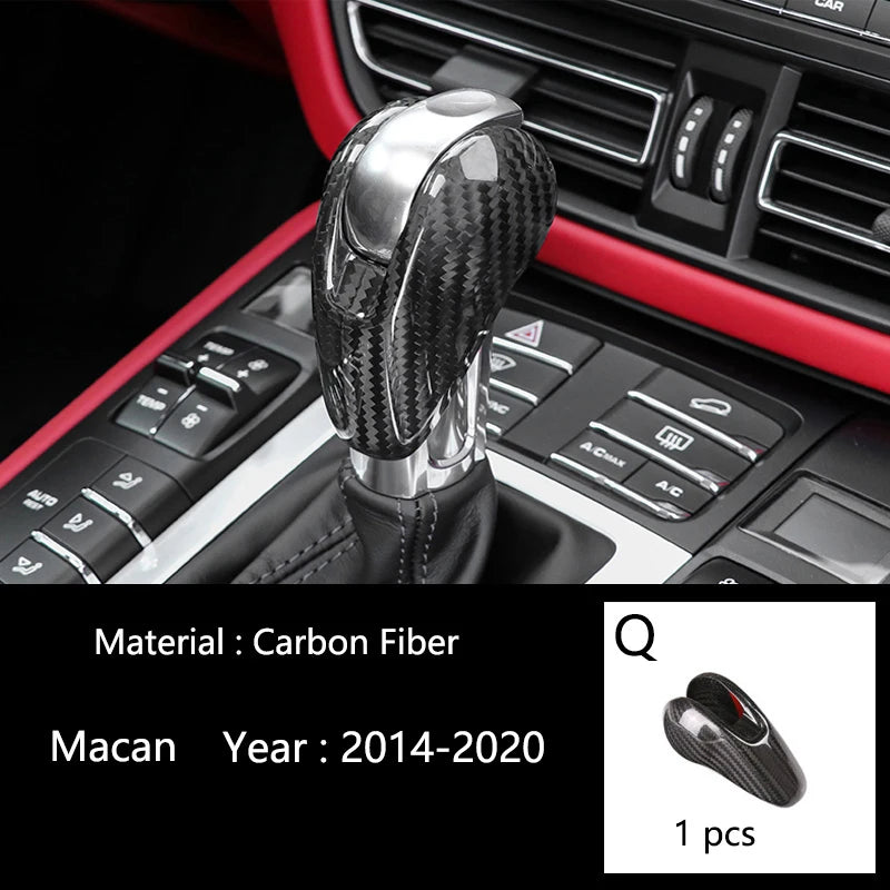 Accessories For Porsche Macan Carbon Fiber Car Inner Control Gear Shift Panel Water Cup Holder Cover Trim Decoration Car Sticker