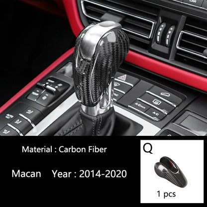 Accessories For Porsche Macan Carbon Fiber Car Inner Control Gear Shift Panel Water Cup Holder Cover Trim Decoration Car Sticker