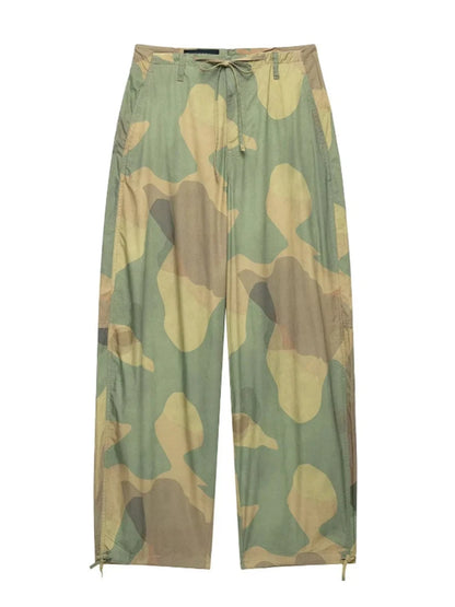 Camo Print Drawstring Waist Women Pants Wide Leg Loose Cut Drawstring Hem Relaxed Fit Casual Trouser Streetwear 2026 New Fashion