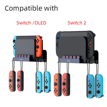 Wall Mount for  Switch 2/Switch 1, Model PG-SW2072: Storage Wall Stand with 5 Game Card Holders & 4 Joy Con Brackets