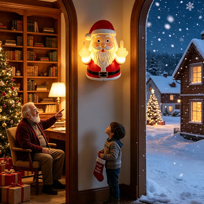 Humorous Glowing Santa Claus Middle Finger Decoration Porch Bedroom Festival Diy Decorative Pendant Party Props Christmas Gifts