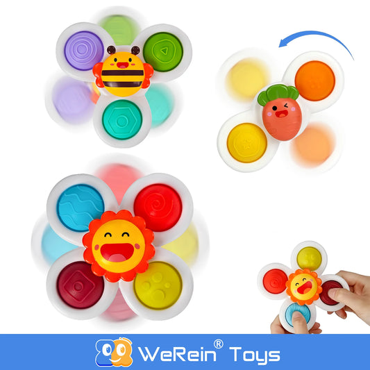 Suction Cup Spinner Toys for Baby Bees Sunflower Carrot Bath Toys for Kids Boys and Girls Favorite Toys Gifts