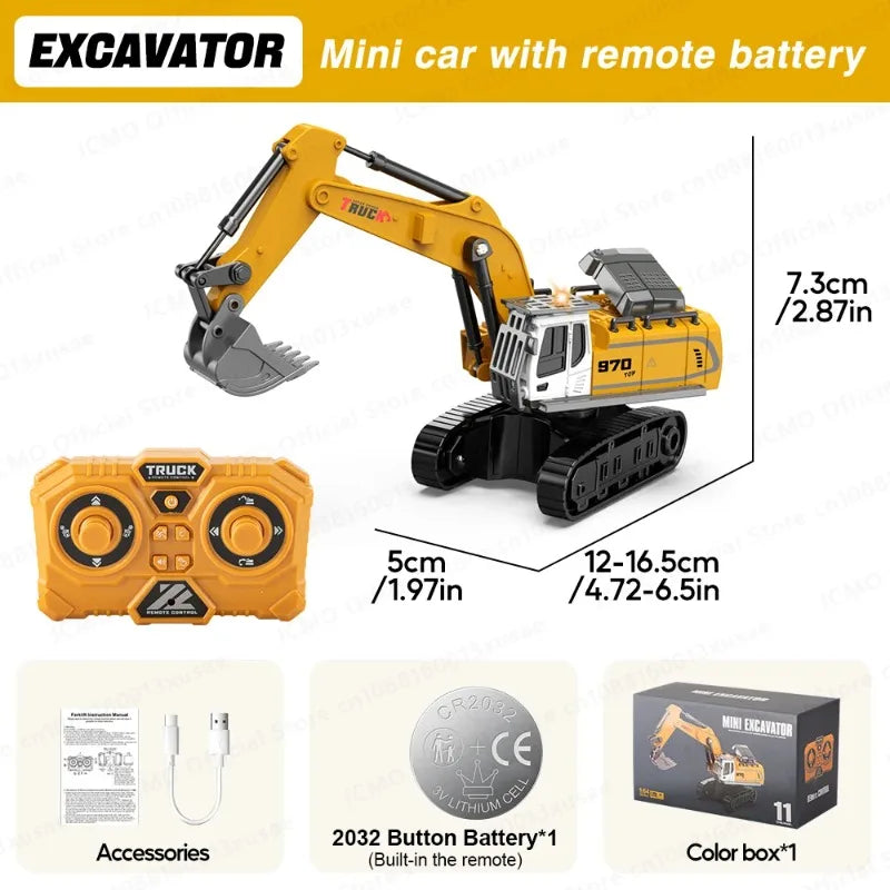2026 New 1/64 Remote-Controlled Alloy Forklift Engineering Vehicle Tabletop Toys Model Collection Gift For Boys