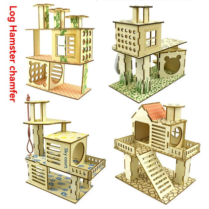 Hamster chamfer minipet toy tree nest ladder fence springboard platform building basic cage Villa