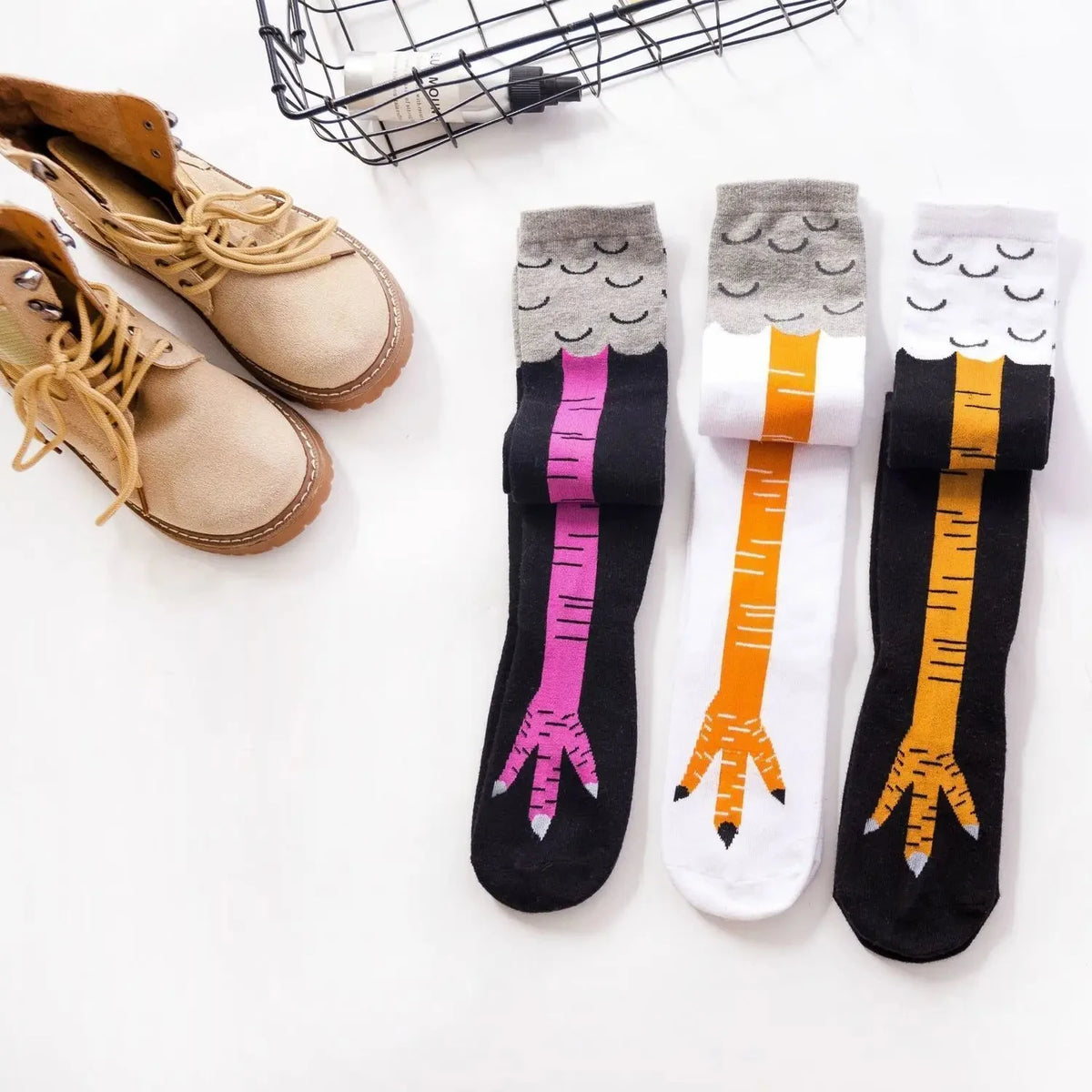 Funny Chicken Paw Stocking Over-knee 50/70CM Pressure Long Stocking for Women Personalized Realistic Chicken Feet Sports Socks #