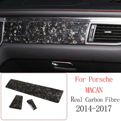 Real Carbon Fiber For Porsche Macan 2014-2020 Inner Door Central Control Gear Panel Cover Door Sill Trim Stickers Accessories