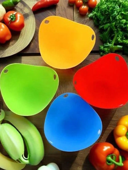 4pcs In Random Colors Egg Boiler Mold Cup, Silicone Egg Poachers, Poached Egg Cups For Microwave Air Fryer Stovetop Egg Cooking