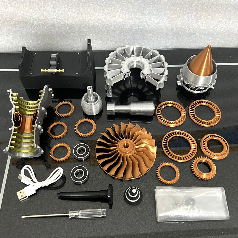 TR900 Aviation Turbofan Engine Model DIY Model Kit 27CM Electric Turbofan Engine Assembly Toy Kit