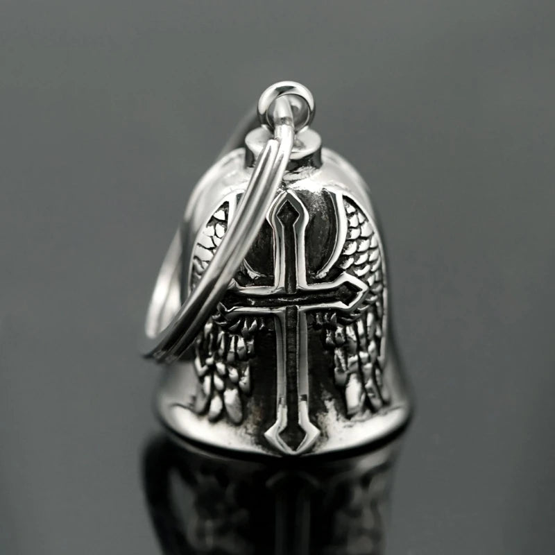 Guardian Bell Motorcycle Bells, Stainless Steel Motorcycle Bell Lucky Charm, Motorcycle Bell Hanger, Chrome for Motorc