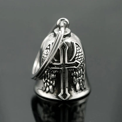 Guardian Bell Motorcycle Bells, Stainless Steel Motorcycle Bell Lucky Charm, Motorcycle Bell Hanger, Chrome for Motorc