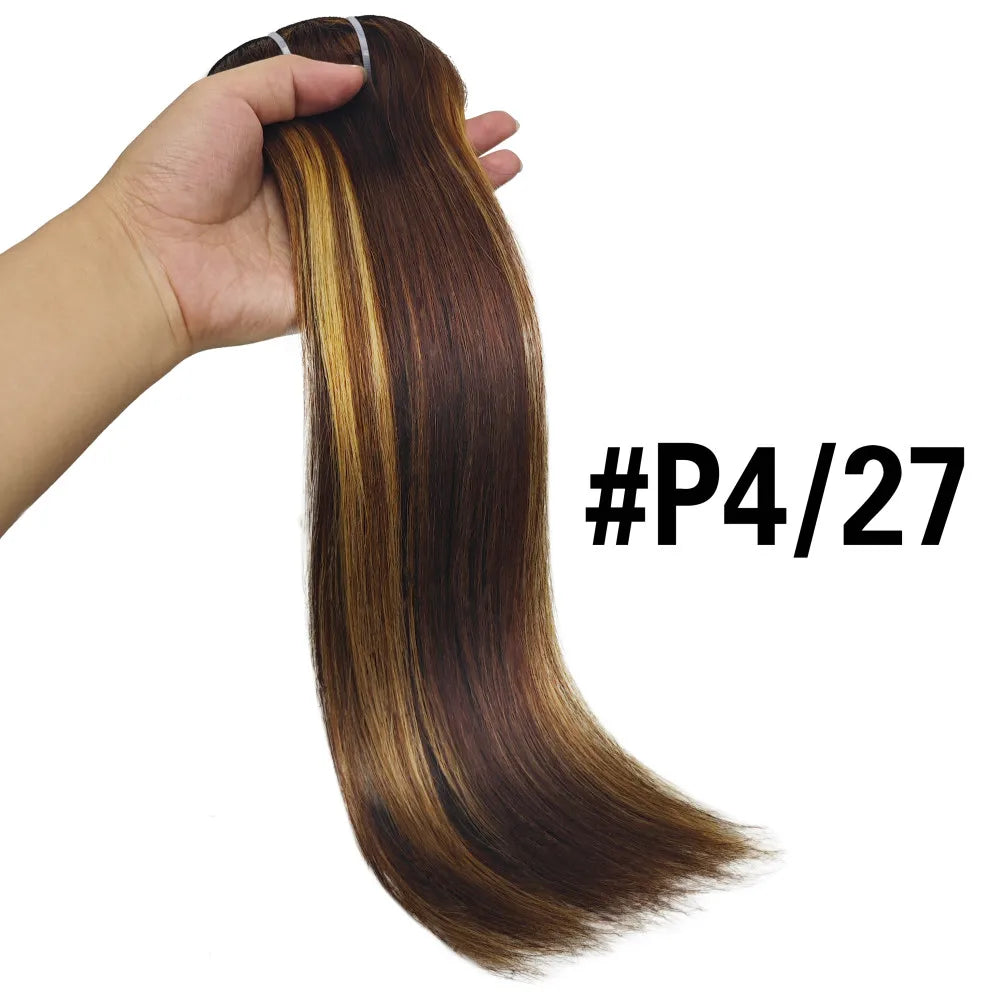 Clip In Hair Extensions #6 Chestnut Brown Double Weft Thick 120G 8Pcs Silky Straight Brazilian Clip In Human Hair Extensions