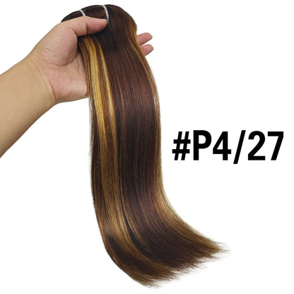 Clip In Hair Extensions #6 Chestnut Brown Double Weft Thick 120G 8Pcs Silky Straight Brazilian Clip In Human Hair Extensions
