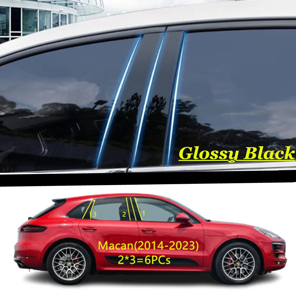 Car PC Material Pillar Post Cover Door Trim Window Molding Sticker Plate Accessories For PORSCHE Panamera 2010-2023/Macan 2014+