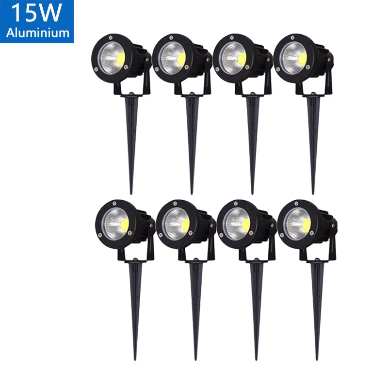 5W 10W 15W Outdoor Waterprof IP65 220V110V12V24V Spike Garden Path Green Spotlights Landscape Garden Warm White LED Lawn Lamp