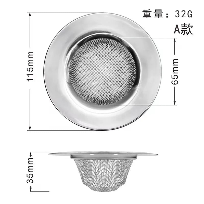 Kitchen Sink Filter Stainless Steel Mesh Sink Strainer Filter Sewer Mesh Strainers Bathroom Sink Strainer Drain Hole Filter Trap
