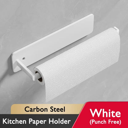 Self Adhesive Kitchen Paper Holder No Drill Napkin Tissue Towel Toilet Roll Paper Holder Hanger Cabinets Bathroom Storage Rack