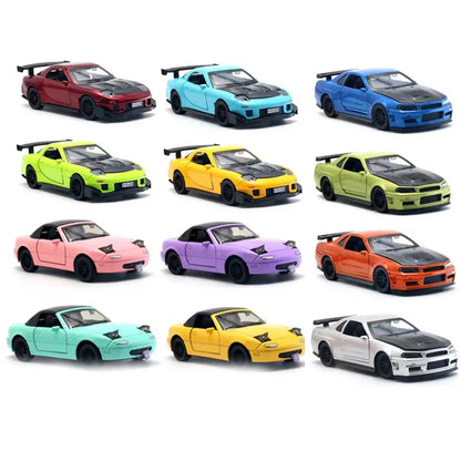 1:36 MX-5 MX5  RX7 R34 Series alloy car model with openable door convertible sports car boy pull-back toys as gifts as ornaments