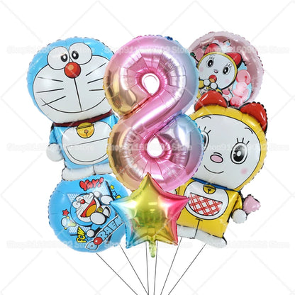 Doraemons Number 1-10 Balloons Girls Boys Birthday Decorations Baby Shower Gender Reveal Balloon Party Supplies Kids Toys Gift
