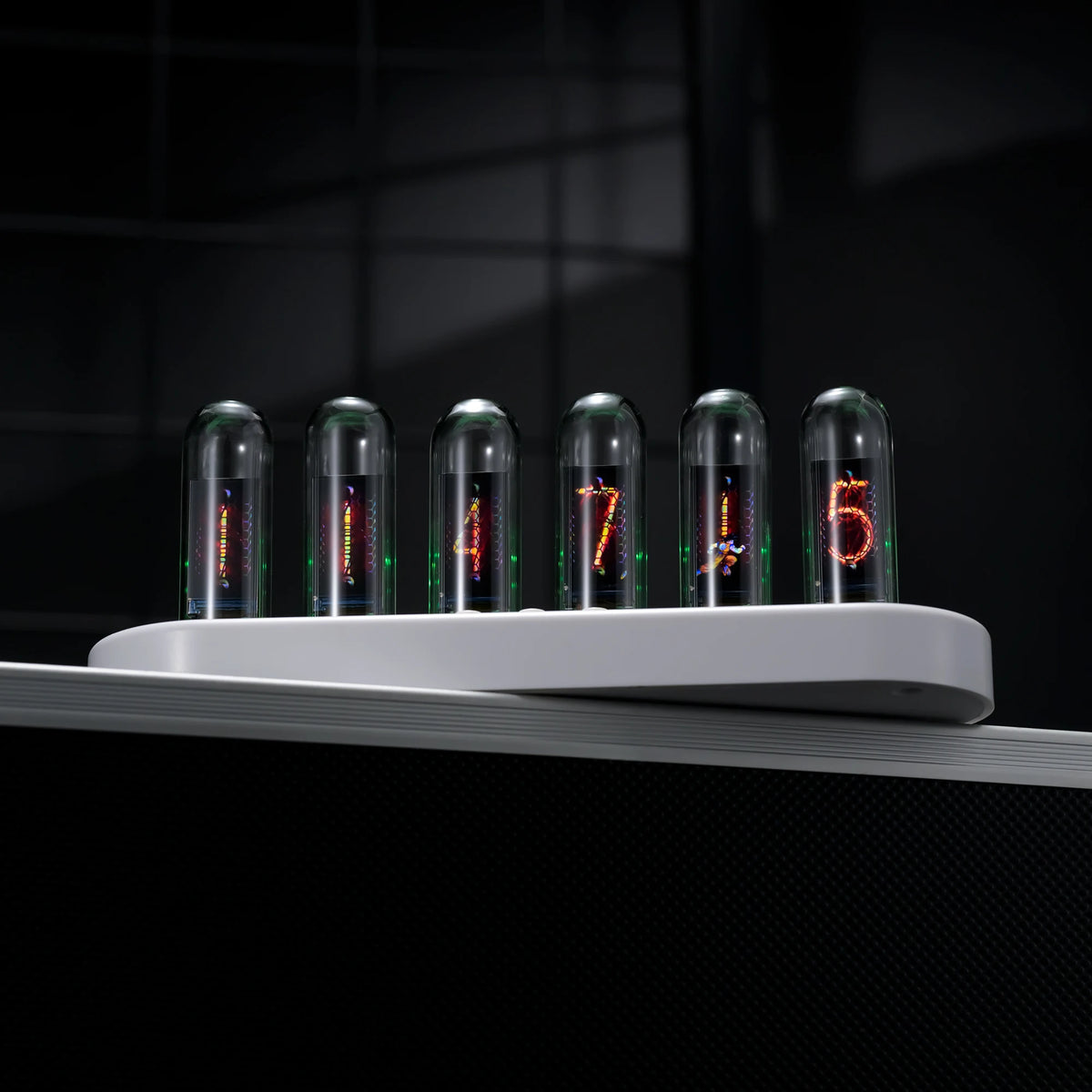 Nixie tube clock Alarm clock with animated running animation, desktop decoration, boyfriend gift.