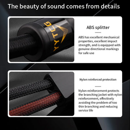 One Pair HiFi Speaker Cable High-end Audio Amplifier Cable High Purity Oxygen-free Copper With Banana 24K Gold Plug Y Plug Cable