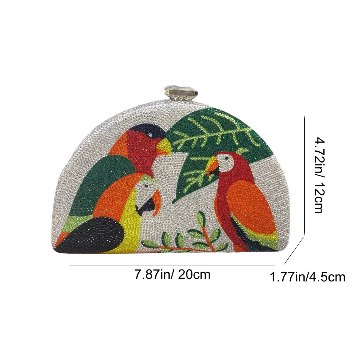 Multicolored Parrot Diamond Evening Bags Women Crystal Clutch Purse Cocktail Prom Bird Party Handbags Rhinestone Shoulder Bag
