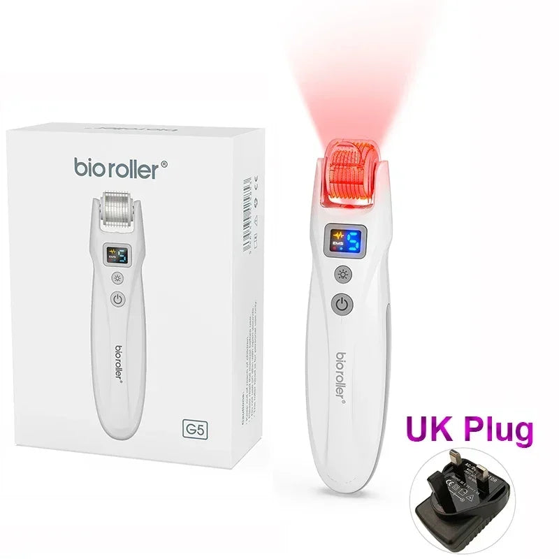 Bio Roller G5 540 Needles EMS Microneedling Derma Roller LED Light Therapy Vibration Microcurrent Facial Device With 2Pcs Heads