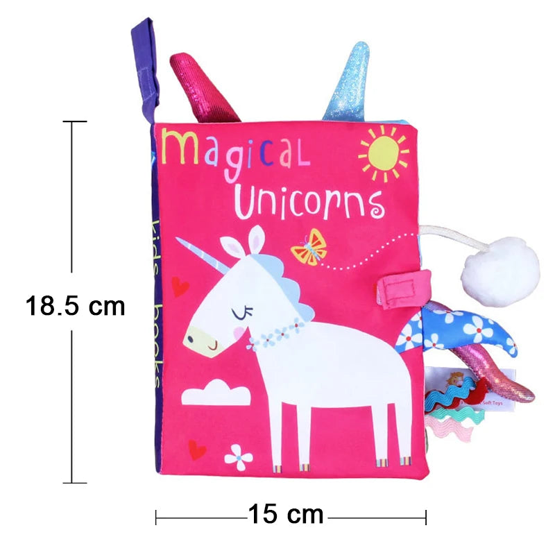 Soft Baby Books 3D Touch Feel High Contrast Cloth Book Sensory Early Learning Stroller Toys for Infant Toddler Gifts 0-12 Months