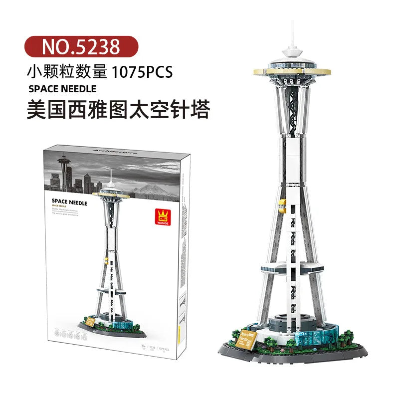WANGE City Architecture Sydney Opera Santorini Building Blocks Chamartin Stadium Mosque Assembled Model Collection Toys For Gift