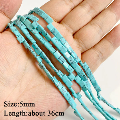 Blue Turquoise Stone Bead Irregular Round Oval Square Heart Loose Spacer DIY Beads Fit Jewelry Making Bracelet Necklace Handmade
