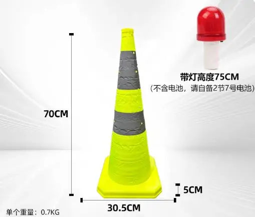 Telescopic Road Cone Fluorescent Green Reflective Cone Sign Parking Car Emergency Light Warning Barrier Foldable Cone Tube