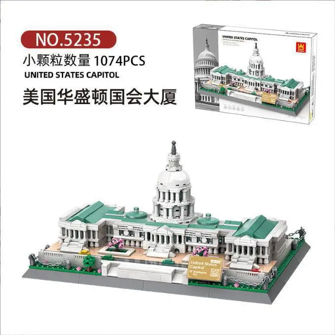 WANGE City Architecture Sydney Opera Santorini Building Blocks Chamartin Stadium Mosque Assembled Model Collection Toys For Gift