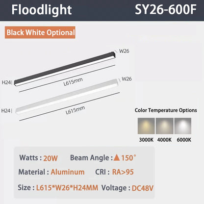6MM Ultra Slim Magnetic Track Light Surface Mounted Ceiling Rail DC48V Modern LED Lamp Black White Magnet Rail Lamp Spotlight