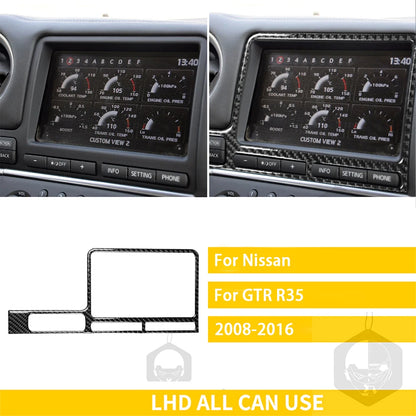 For Nissan GTR R35 2008-2016 Accessories Carbon Fiber Car Interior Navigation Display Surround Frame Cover Trim Sticker
