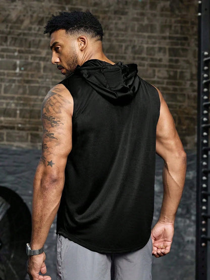 Men's Breathable Hooded Sleeveless Tank Top Casual Sports Vest Quick Dry Machine Washable Multi-Color All-Season 1 Piece