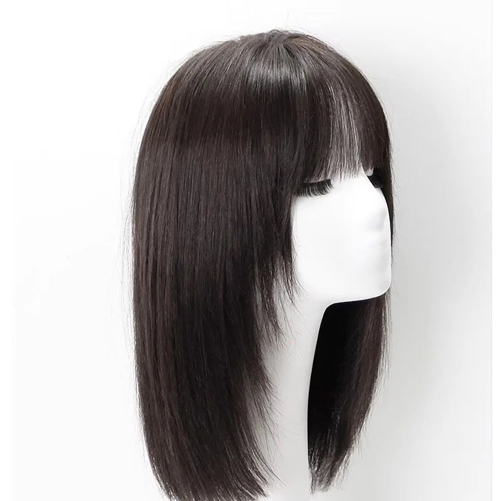 16“ 15x15cm Silk Top Wig Human Hair for Women Dark Brown Real Virgin European Human Hair Silk Base Wig Breathable with PU Front